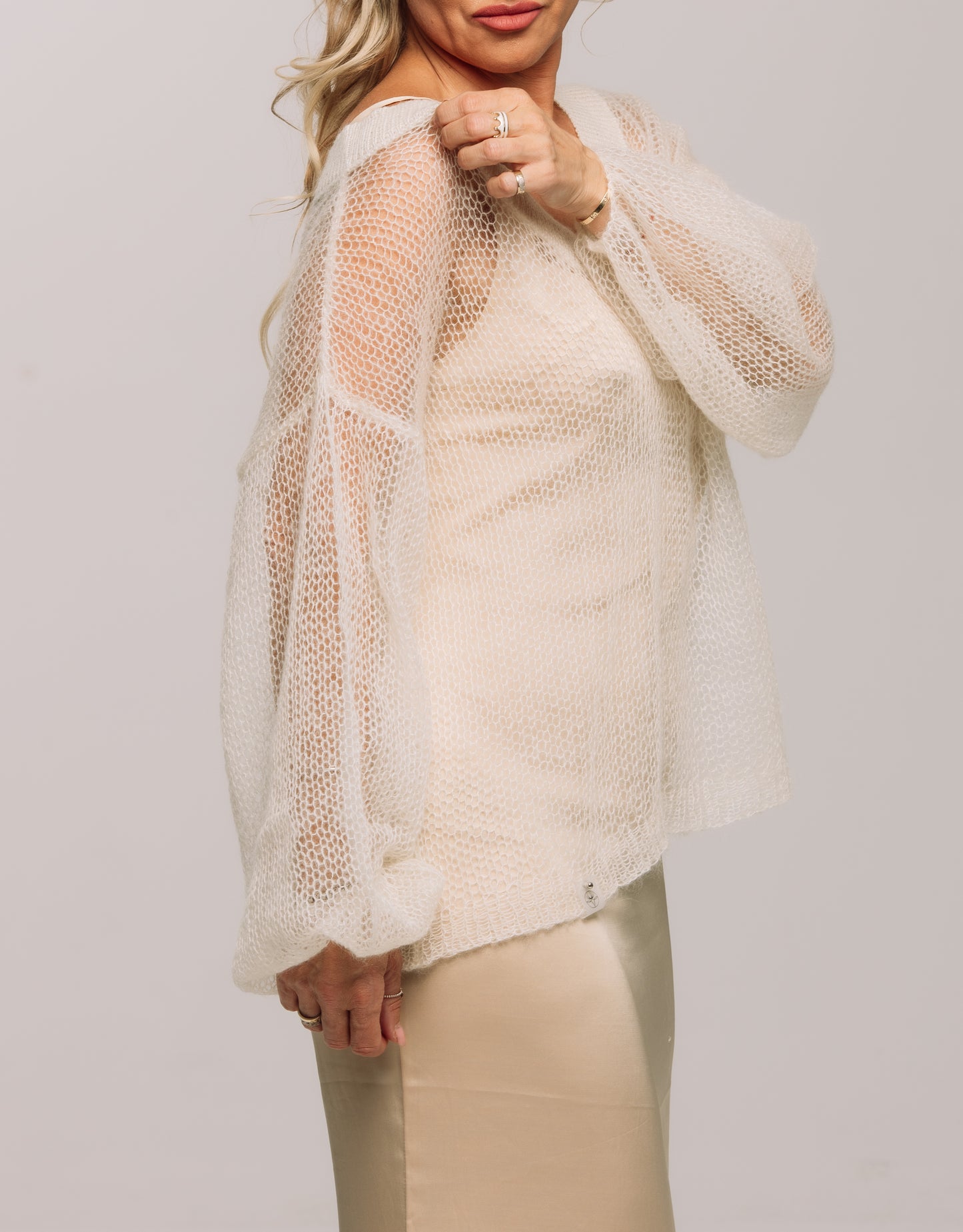 Embrace Mohair Silk Sweater Creme  Lumiere