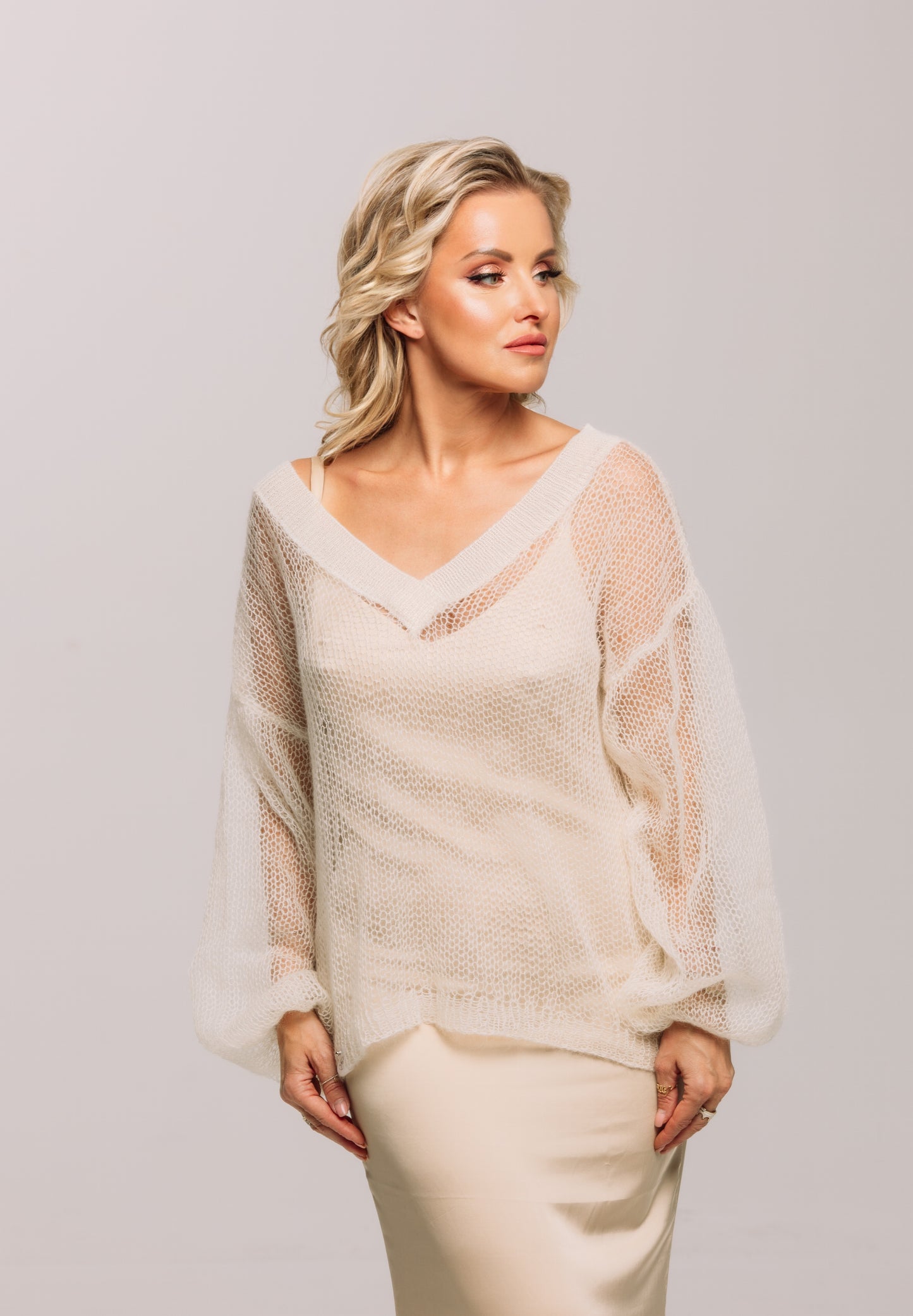 Embrace Mohair Silk Sweater Creme  Lumiere