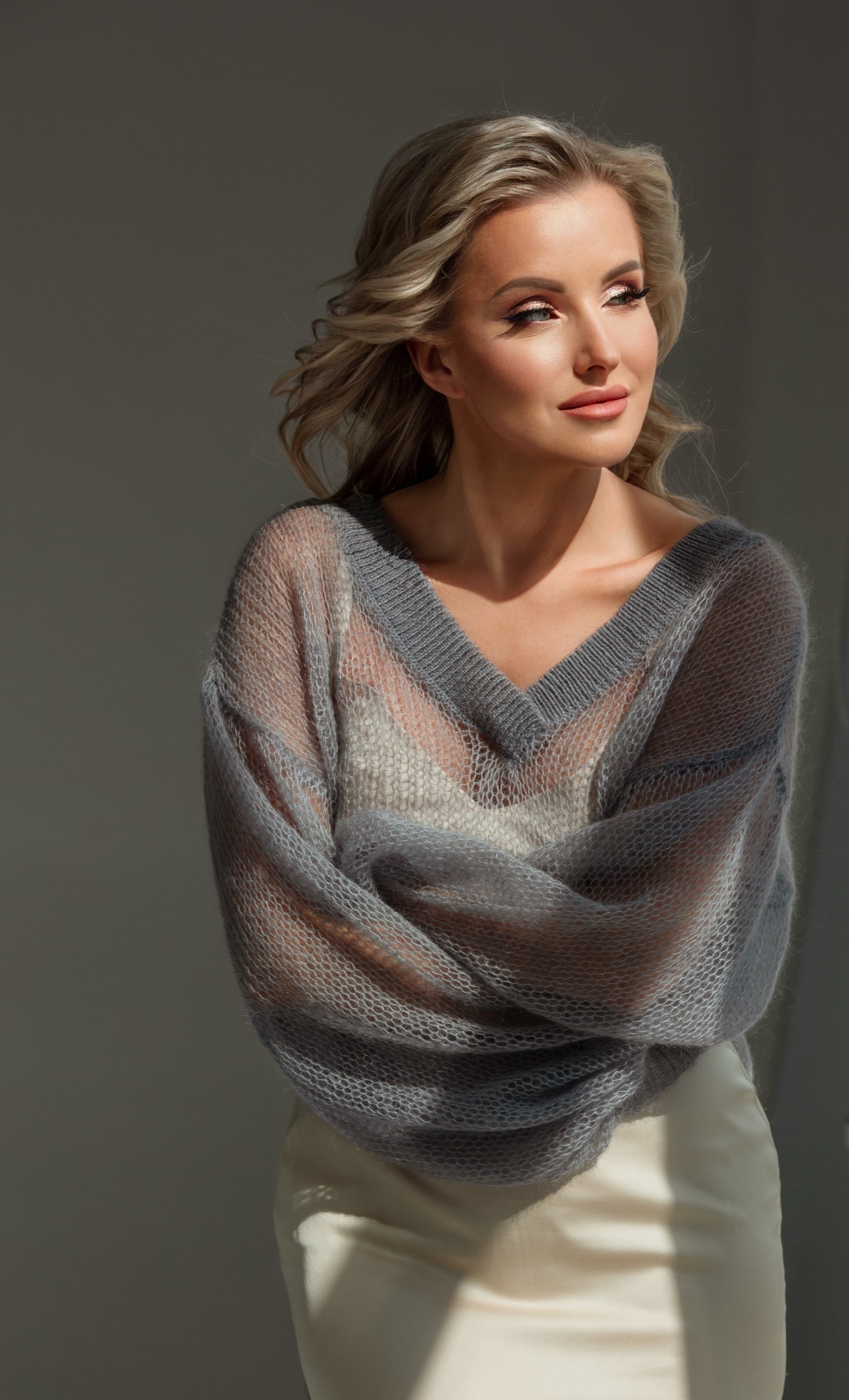 Embrace Mohair Silk Sweater Gris Noble