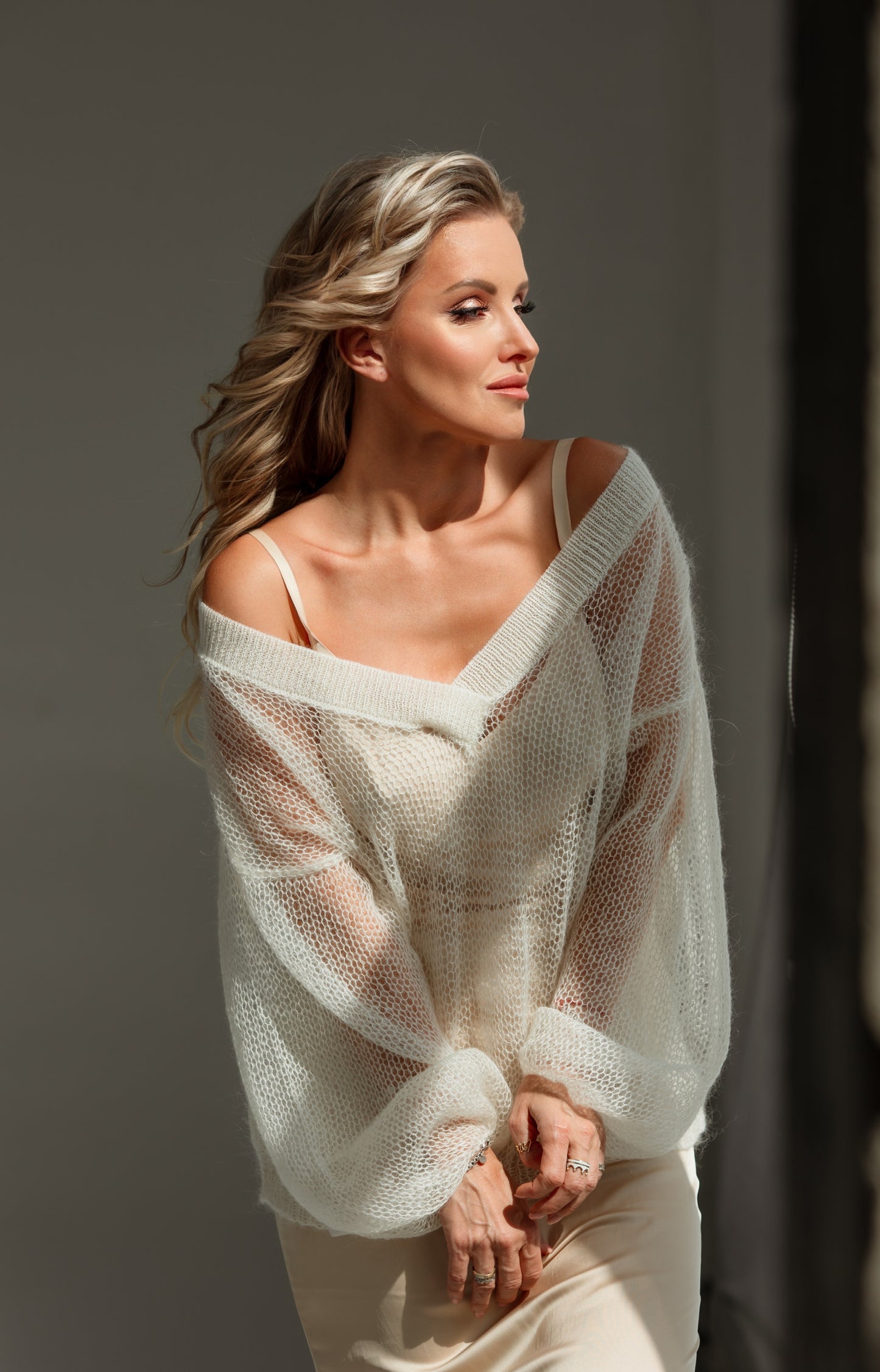 Embrace Mohair Silk Sweater Creme  Lumiere