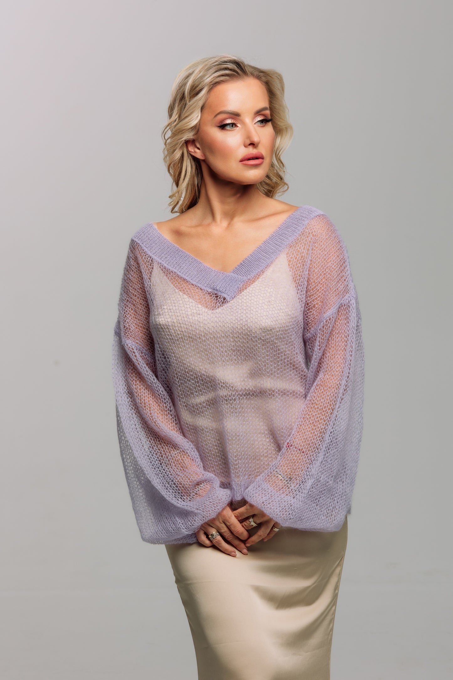 Embrace Mohair Silk Sweater Lilac Whisper