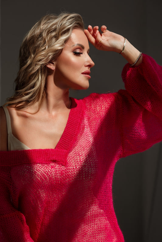 Embrace Mohair Silk Sweater Fuchsia Dream